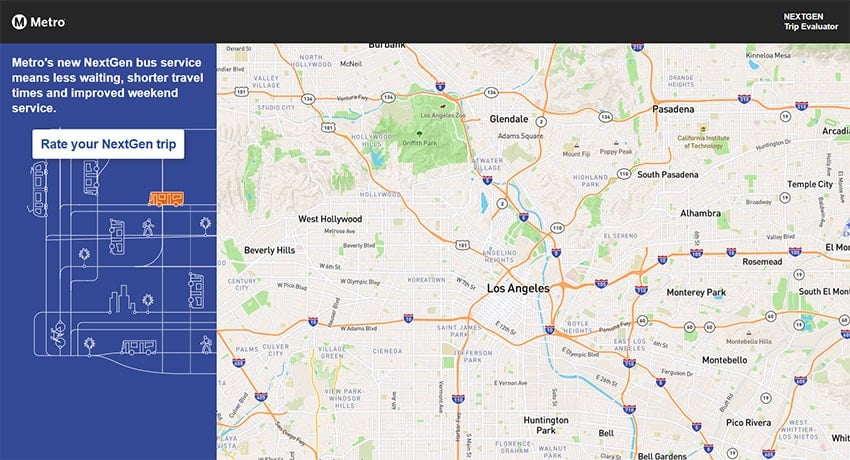 LA Metro NextGen trip planner homepage