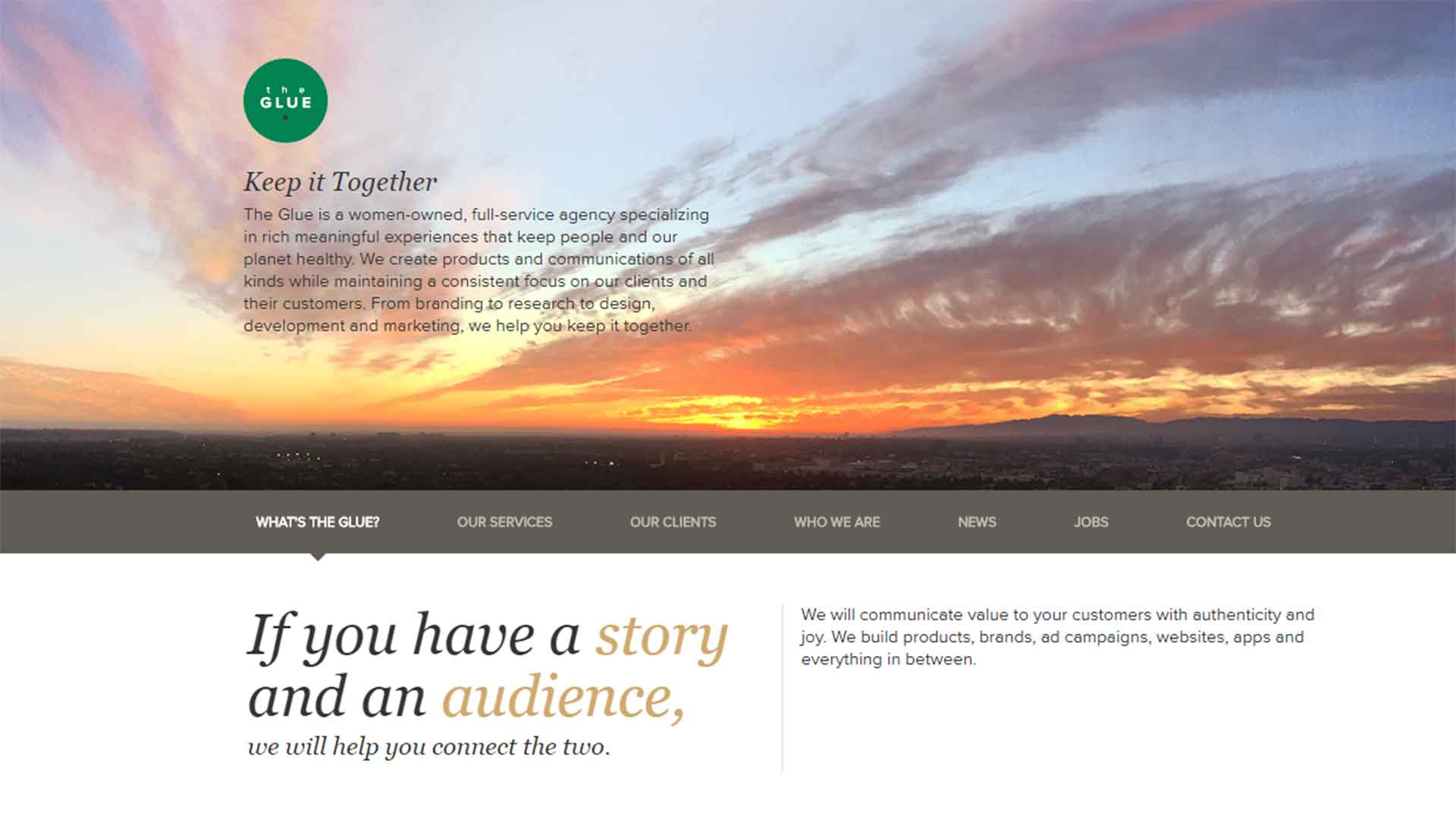 The Glue homepage