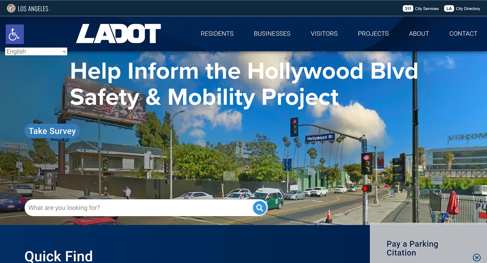 LADOT Los Angeles City homepage screenshot